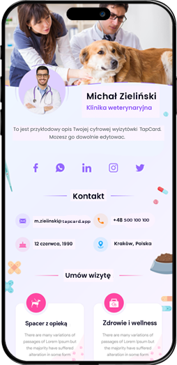 Przykładowa cyfrowa wizytówka TapCard