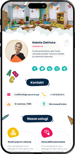 Przykładowa cyfrowa wizytówka TapCard